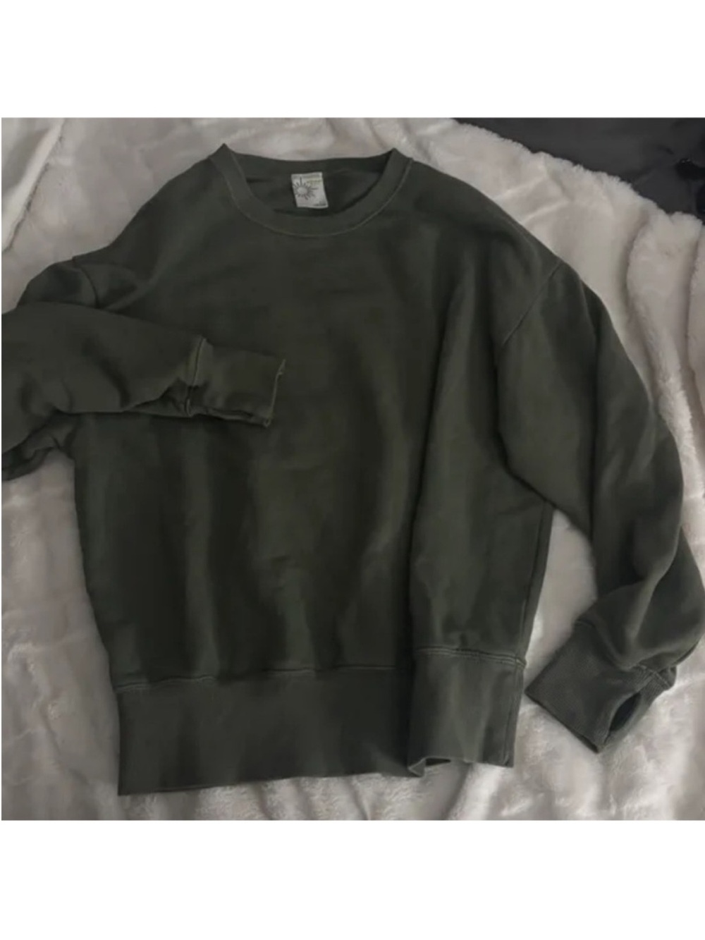 aerie Olive Green Crewneck Sweatshirt with Back Logo - Picture 3 of 4